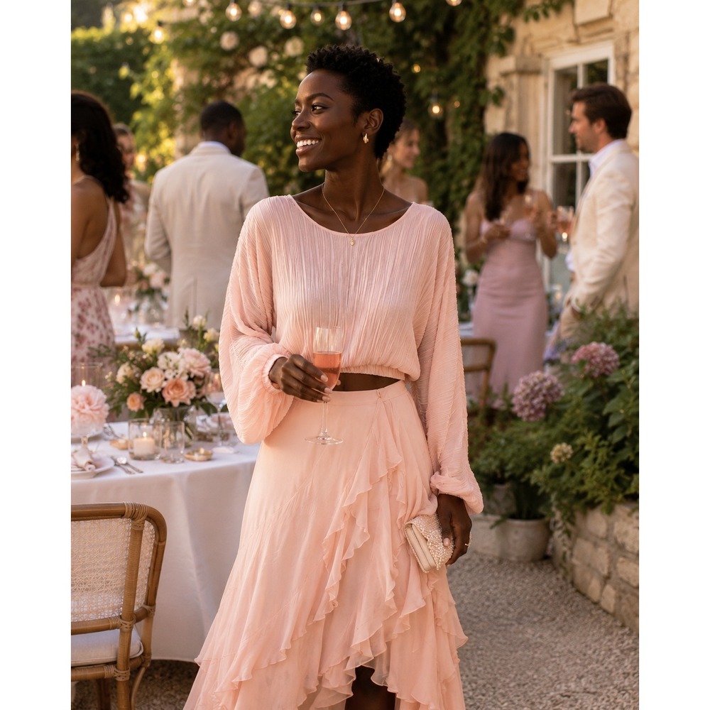 Zara Plissé Pleated Blouse Balloon‎ Sleeve Cropped Top